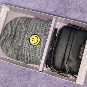 Gray Beanie and Black Crossbody Set